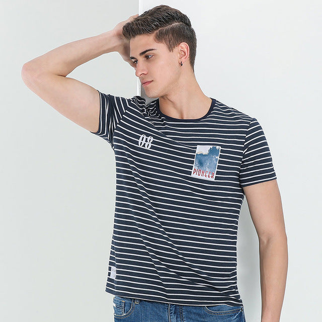 Pioneer Camp New summer T shirt man brand clothing fashion striped short T-shirt male top quality stretch Tshirt ADT701074