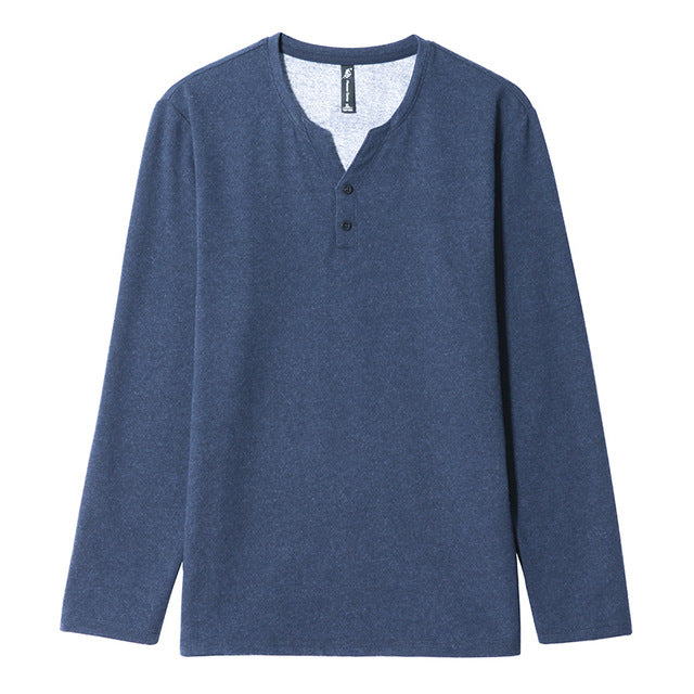 Pioneer camp new long sleeve t shirt for men brand clothing fashion button design V-neck tshirt men soft cotton tees ACT802285