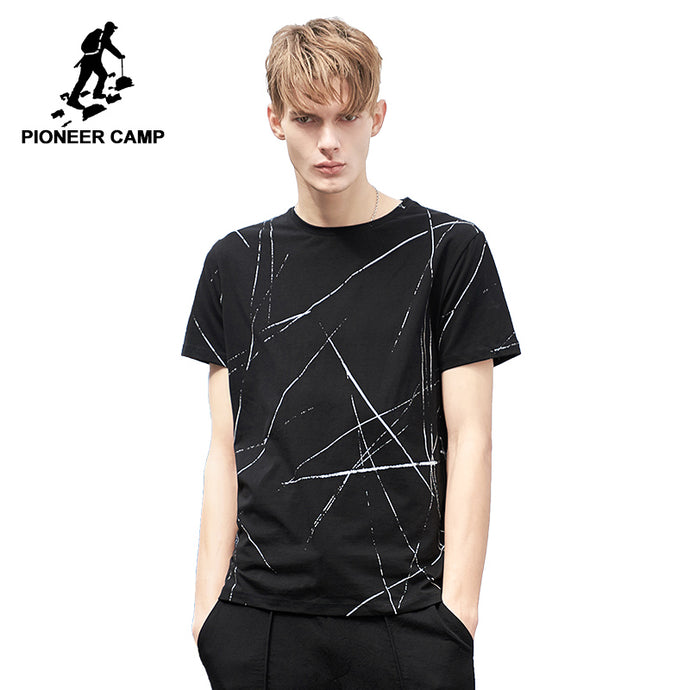 Pioneer Camp fashion pattern men T shirt brand-clothing casual summer Tshirt male qulaity stretch black Tees & tops ADT802081